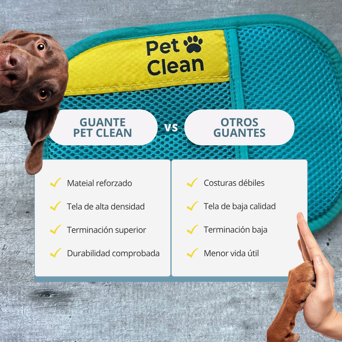 GUANTE QUITA PELOS Y PELUSA DE MASCOTAS-PREMIUM REFORZADO