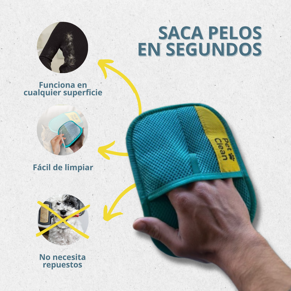 GUANTE QUITA PELOS Y PELUSA DE MASCOTAS-PREMIUM REFORZADO