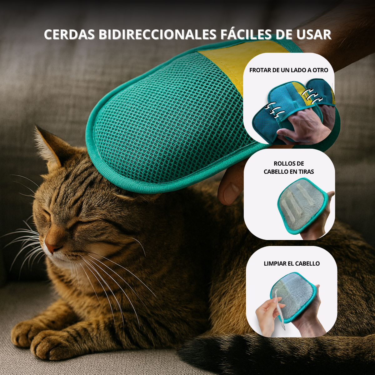 GUANTE QUITA PELOS Y PELUSA DE MASCOTAS-PREMIUM REFORZADO
