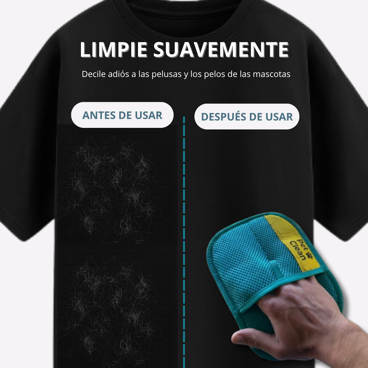 GUANTE QUITA PELOS Y PELUSA DE MASCOTAS-PREMIUM REFORZADO