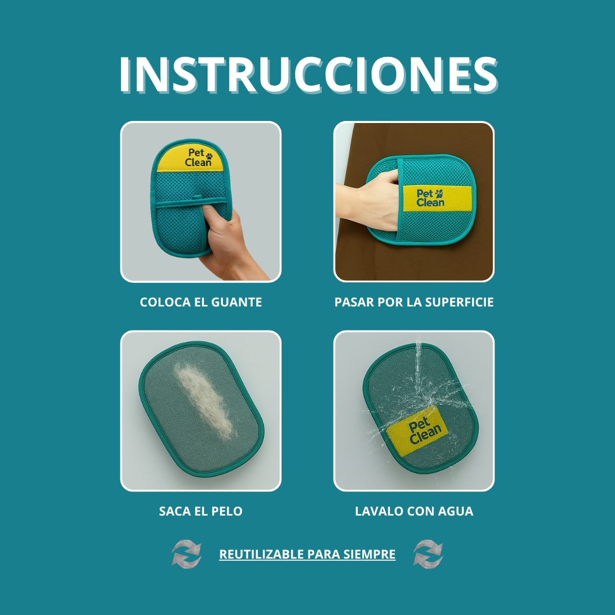 GUANTE QUITA PELOS Y PELUSA DE MASCOTAS-PREMIUM REFORZADO